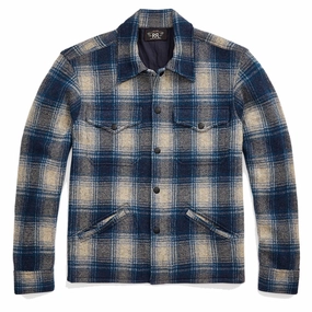 Rrl By Ralph Lauren Plaid Wool-Cashmere Workshirt Jumper Blue Multi Dont Miss Todays Deal