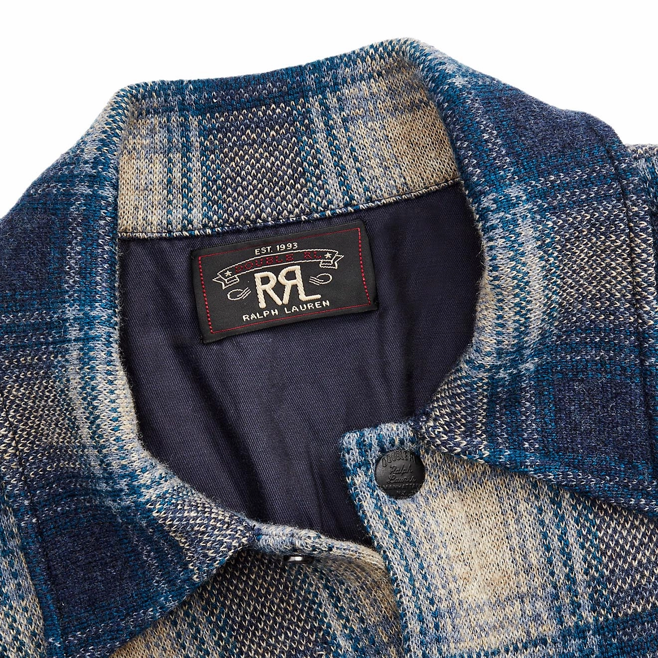 Dont Miss This Deal Hot Offer Event Rrl By Ralph Lauren Plaid Wool-Cashmere Workshirt Jumper Blue Multi