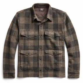 MustHave Deal Special Savings Today Rrl By Ralph Lauren Plaid Wool Workshirt Jumper Charcoal / Black