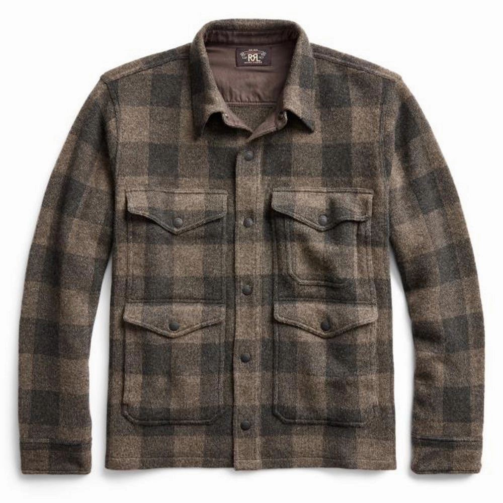 MustHave Deal Special Savings Today Rrl By Ralph Lauren Plaid Wool Workshirt Jumper Charcoal / Black