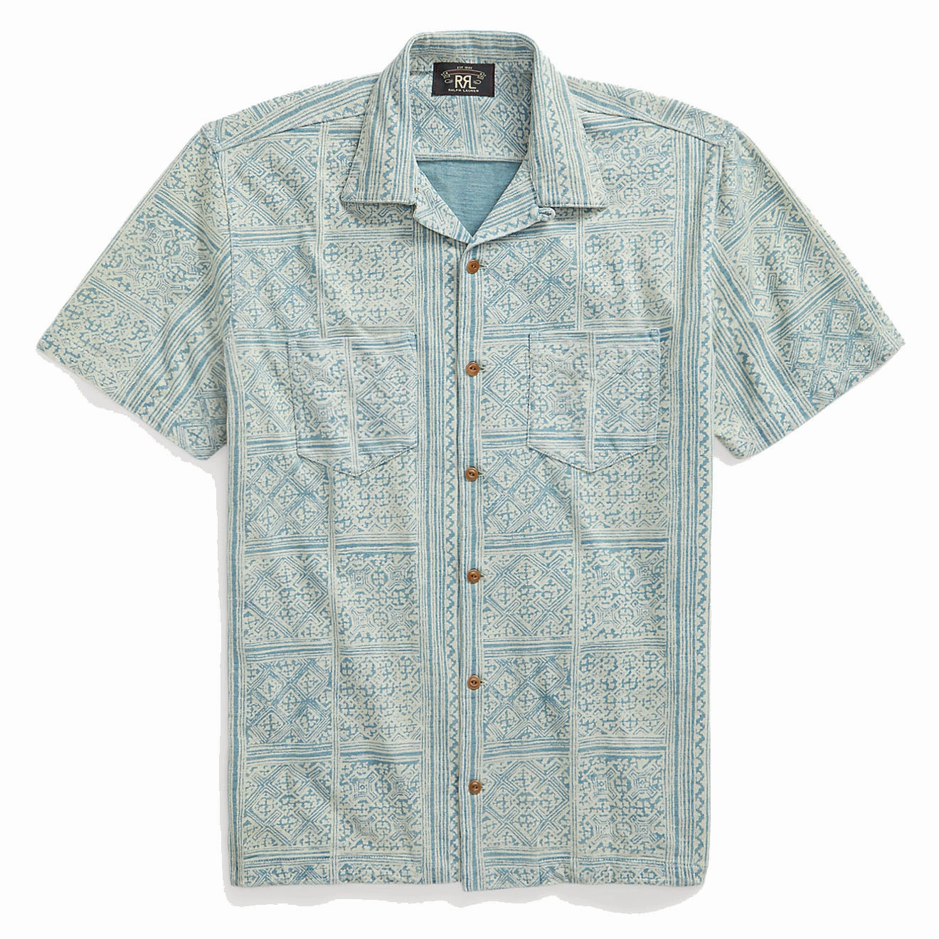 Rrl By Ralph Lauren Print Indigo Jersey Camp Shirt Indigo/Cream Grab Your Deal Today Flash Pick Today