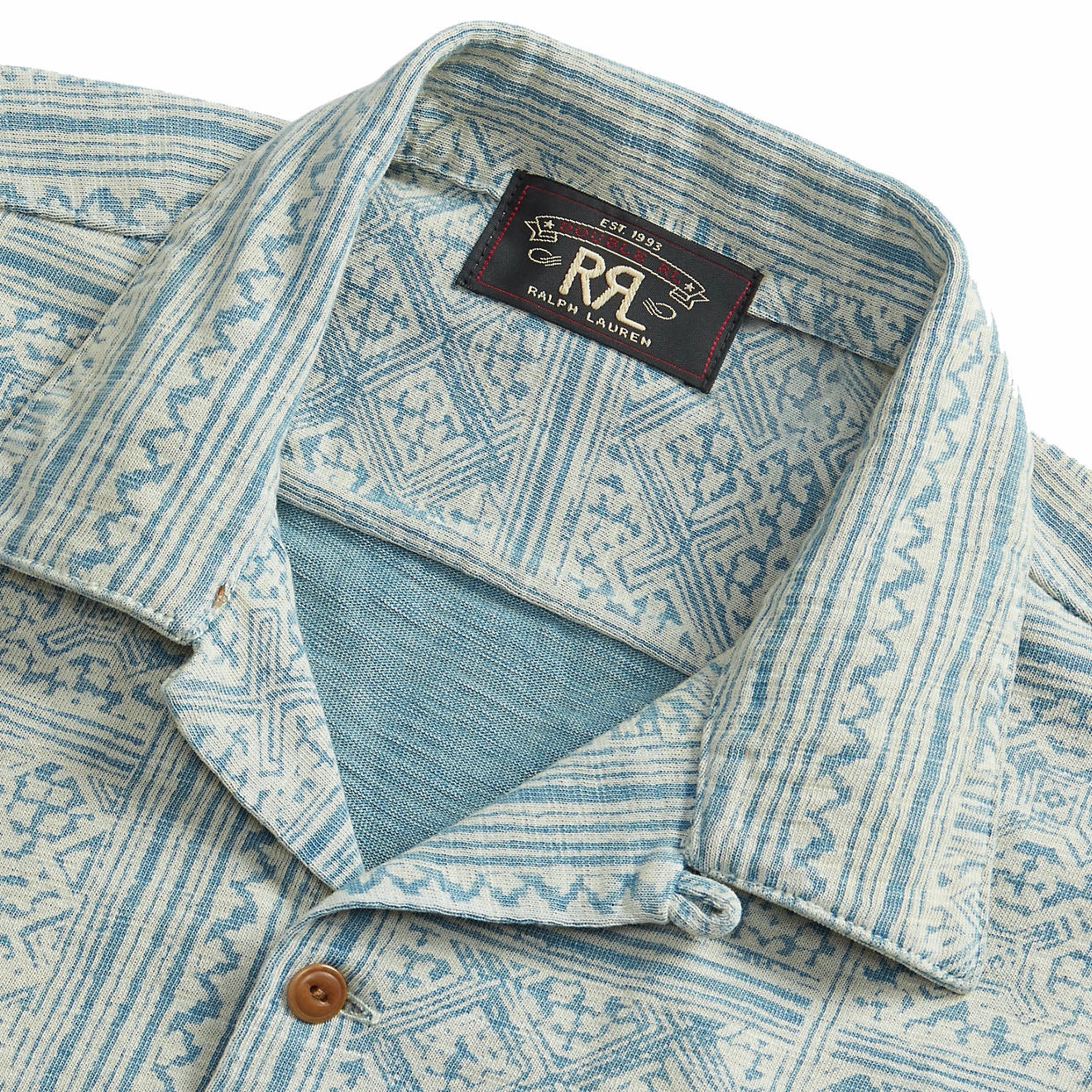 Hot Savings Alert Rrl By Ralph Lauren Print Indigo Jersey Camp Shirt Indigo/Cream