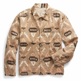 Rrl By Ralph Lauren Print Linen Chore Jacket Stone / Green / Burnt Sienna Deal Frenzy Today