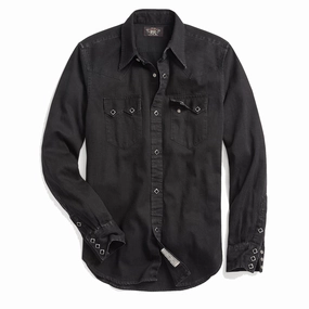 Deal Frenzy Today Rrl By Ralph Lauren Slim Fit Denim Western Shirt Black