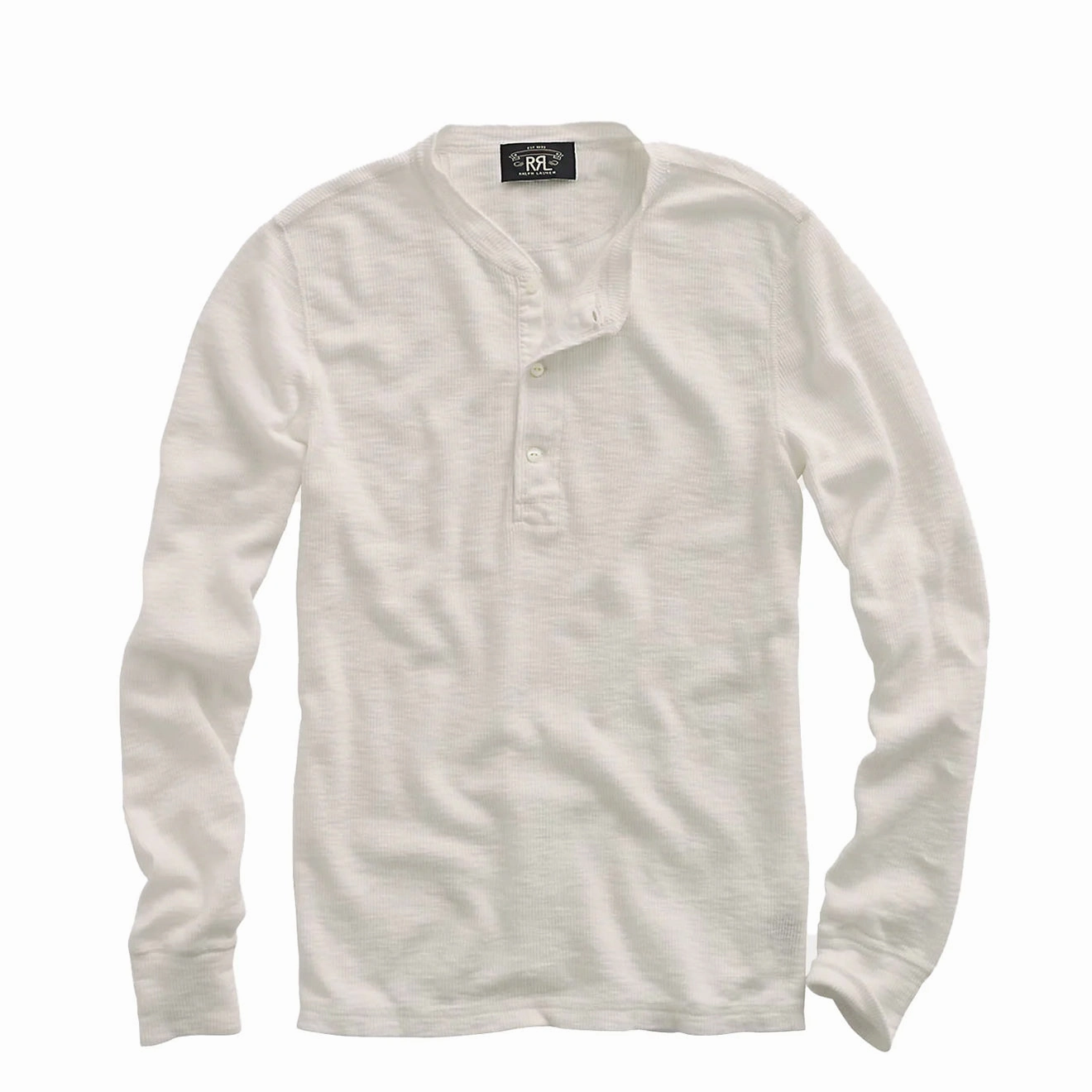 Rrl By Ralph Lauren Waffle-Knit Henley Shirt Paper White Weekend Sale Special MustHave Deal