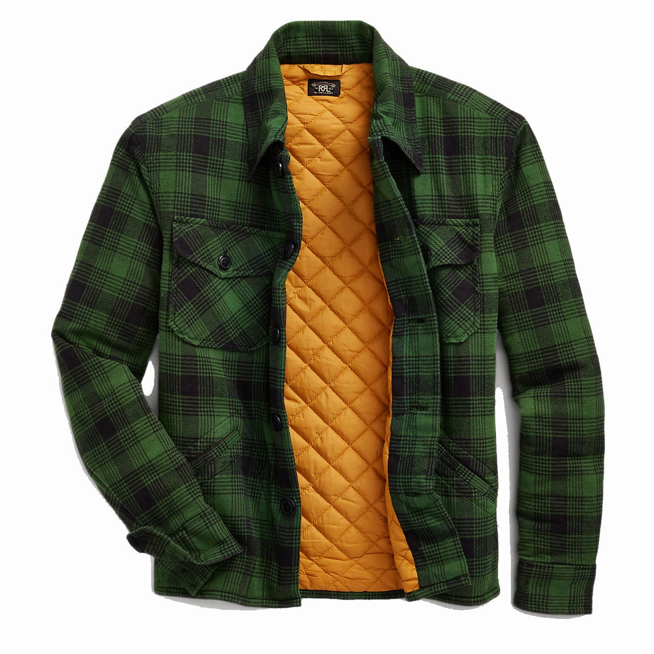 Rrl By Ralph Lauren Womens Brown Bear Long Sleeve Button Front Shirt Green / Mountain Yellow Limited Time Discount Today Only Savings