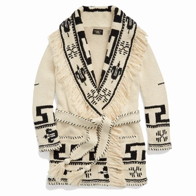 Rrl By Ralph Lauren Womens Indigo Patchwork Shawl-Collar Cardigan Brown Multi Daily Deal Frenzy Grab Save Today