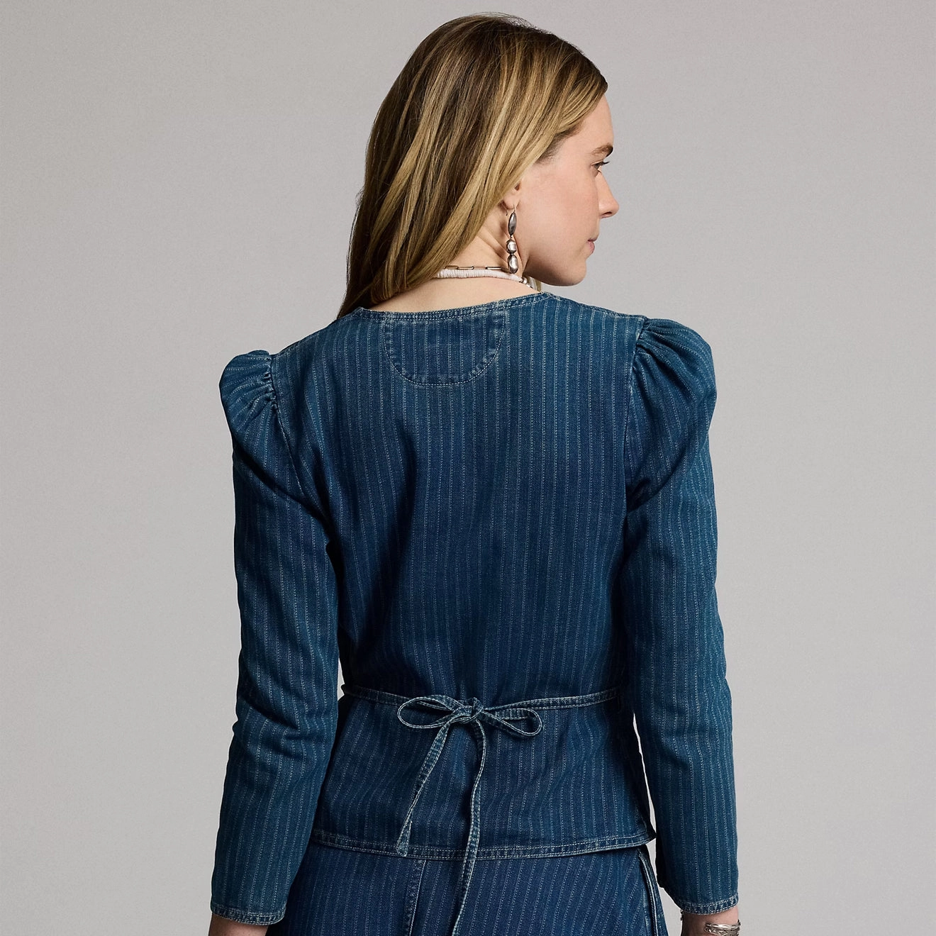 Rrl By Ralph Lauren Womens Indigo Striped Denim Wrap Top Medium Indigo Big Savings Today MustHave Items