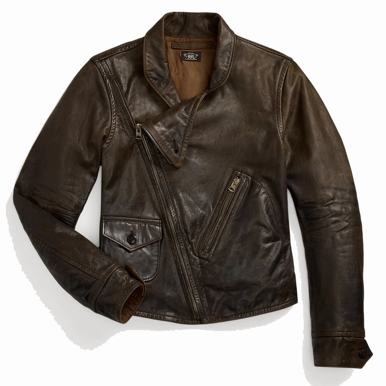 Special Surprise Sale Rrl By Ralph Lauren Womens Leather Moto Jacket Dark Sepia