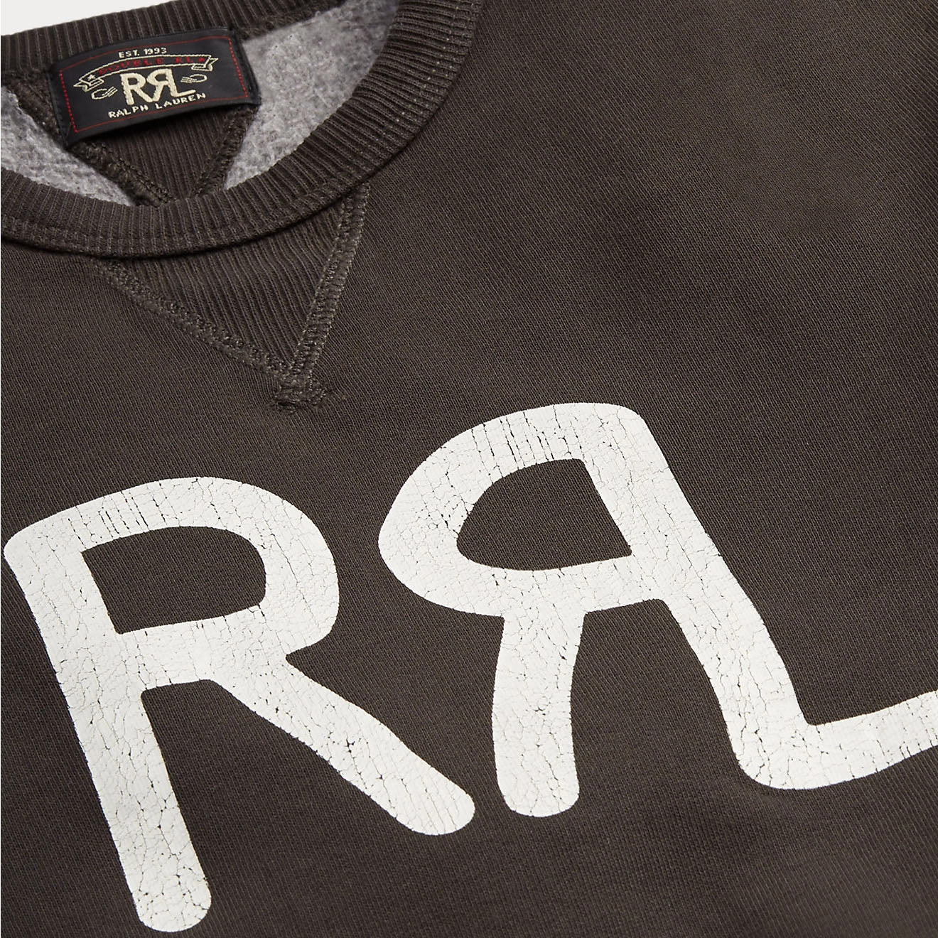 Exclusive Online Offer Trendy Picks Today Rrl By Ralph Lauren Womens Logo Cotton-Blend Fleece Sweatshirt Faded Black / White