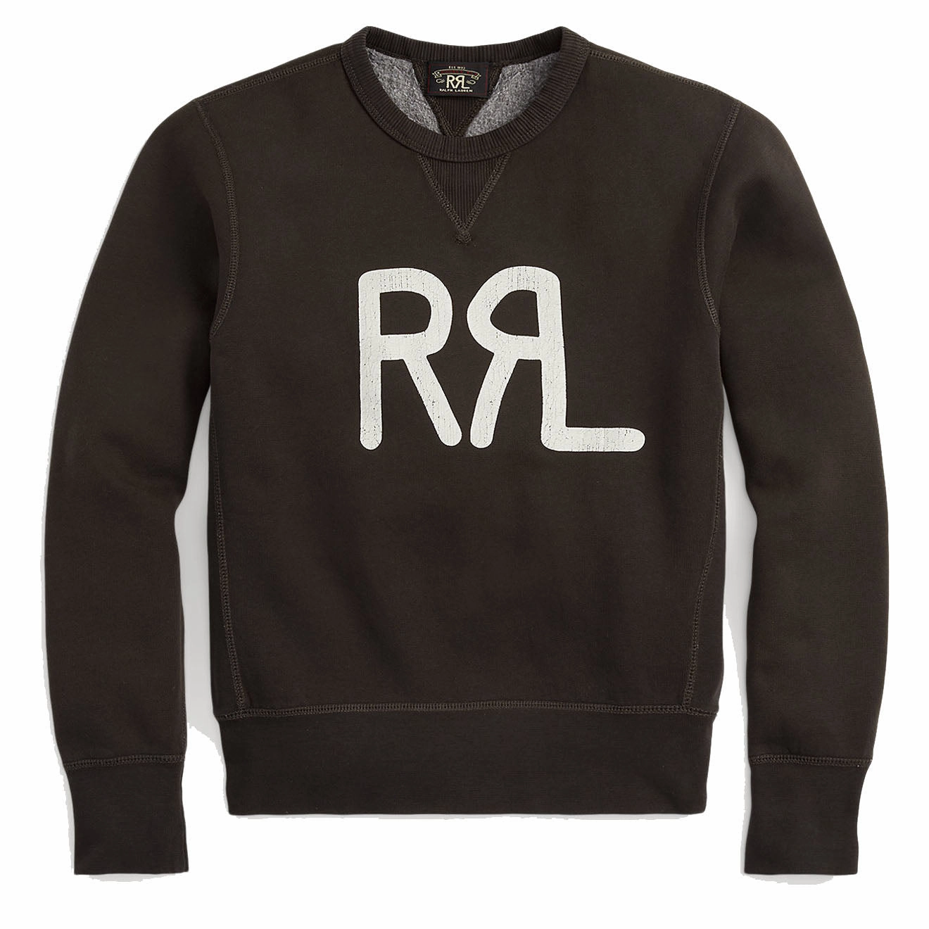 Rrl By Ralph Lauren Womens Logo Cotton-Blend Fleece Sweatshirt Faded Black / White Last Chance Steal