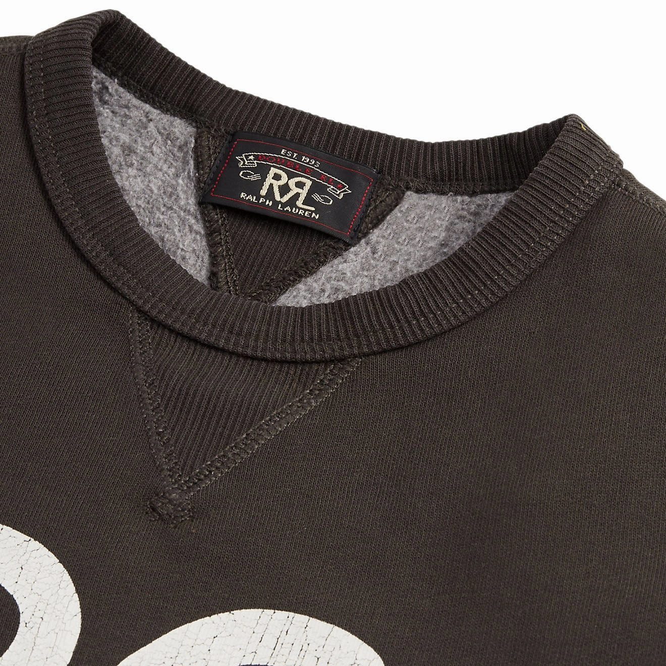 Grab It Fast Flash Pick Today Rrl By Ralph Lauren Womens Logo Cotton-Blend Fleece Sweatshirt Faded Black / White