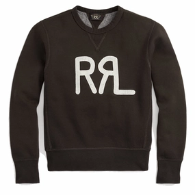 Rrl By Ralph Lauren Womens Logo Cotton-Blend Fleece Sweatshirt Faded Black / White Last Chance Steal