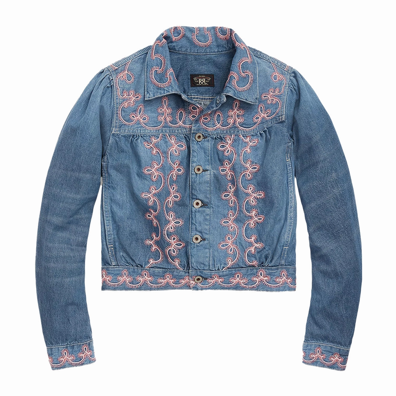 Rrl By Ralph Lauren Womens Martine Trucker Jacket Blue / Pink Special Deals Online Flash Sale Now