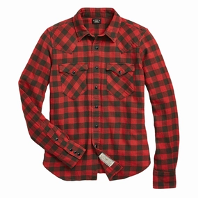 Rrl By Ralph Lauren Womens Plaid Cotton-Linen Western Shirt Rl-100 Red/Black Hot Offer Inside Shop Save Big