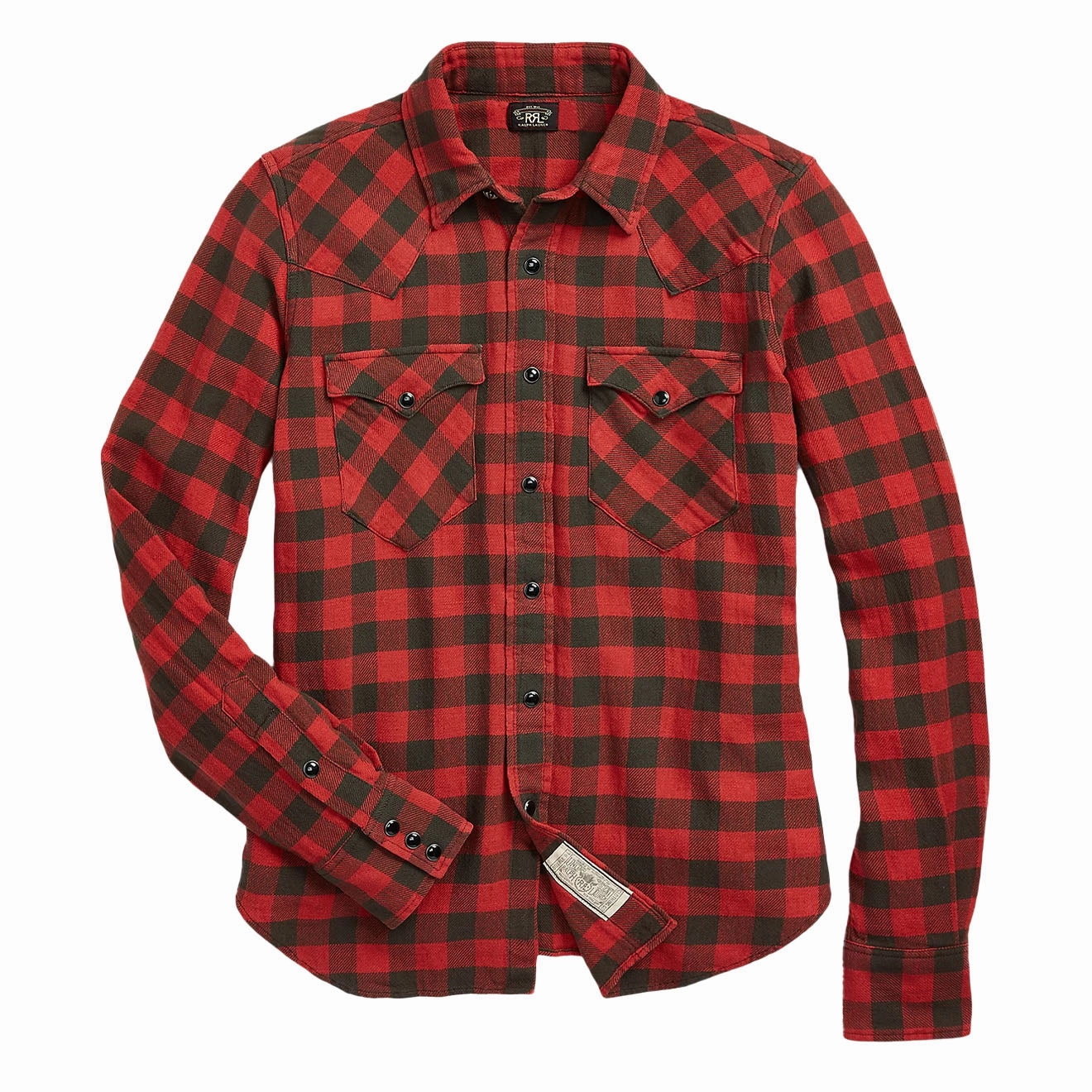 Rrl By Ralph Lauren Womens Plaid Cotton-Linen Western Shirt Rl-100 Red/Black Hot Offer Inside Shop Save Big