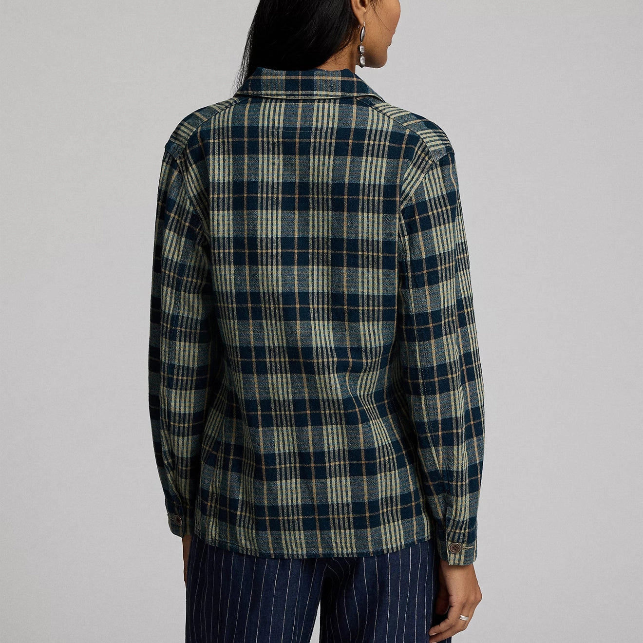 Rrl By Ralph Lauren Womens Teagan L/S Shirt Indigo / Tan Daily Special Offer