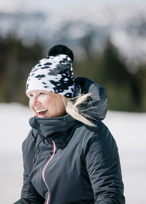 Best Price Today Cowhide Midi Faux Fur Pom Beanie