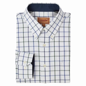 Big Savings Alert Todays Hot Pick Schoffel Brancaster Classic Mens Shirt - Racing Green/ Navy / Purple Wide