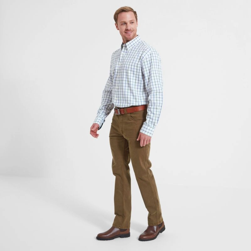 Sweet Deal Inside Schoffel Brancaster Classic Mens Shirt - Racing Green/ Navy / Purple Wide