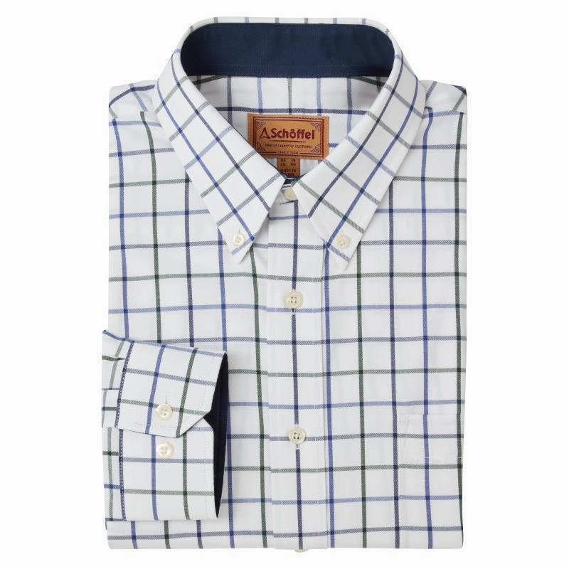 Big Savings Alert Todays Hot Pick Schoffel Brancaster Classic Mens Shirt - Racing Green/ Navy / Purple Wide