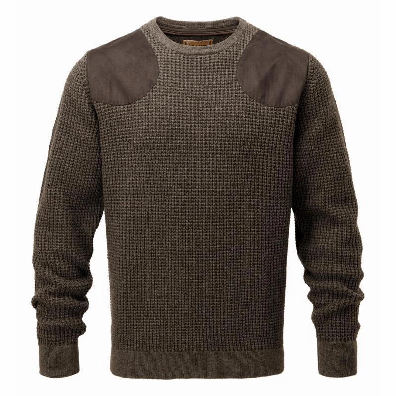 Schoffel Gillock Lambswool Mix Mens Crew Neck Jumper - Mocha Todays Special Savings Hot Discount Deal