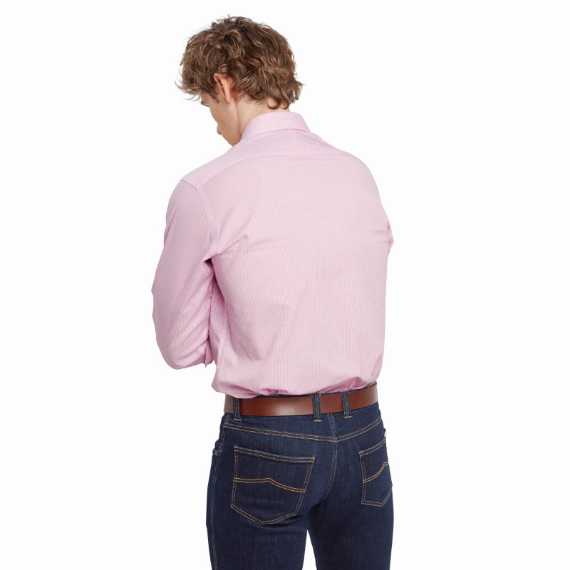 Schoffel Greenwich Single Cuff Tailored Fit Mens Shirt - Light Pink Micro Check MustHave Items