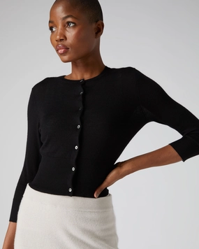 Women'S Darcie Superfine Cashmere Cropped Cardigan Black Shop Today Save Save More Online