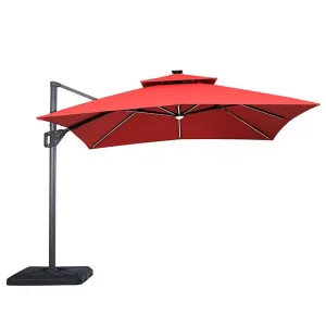 Sano 10 Ft Square Umbrella w/ Double Top w/ LED Light   37" Large Base