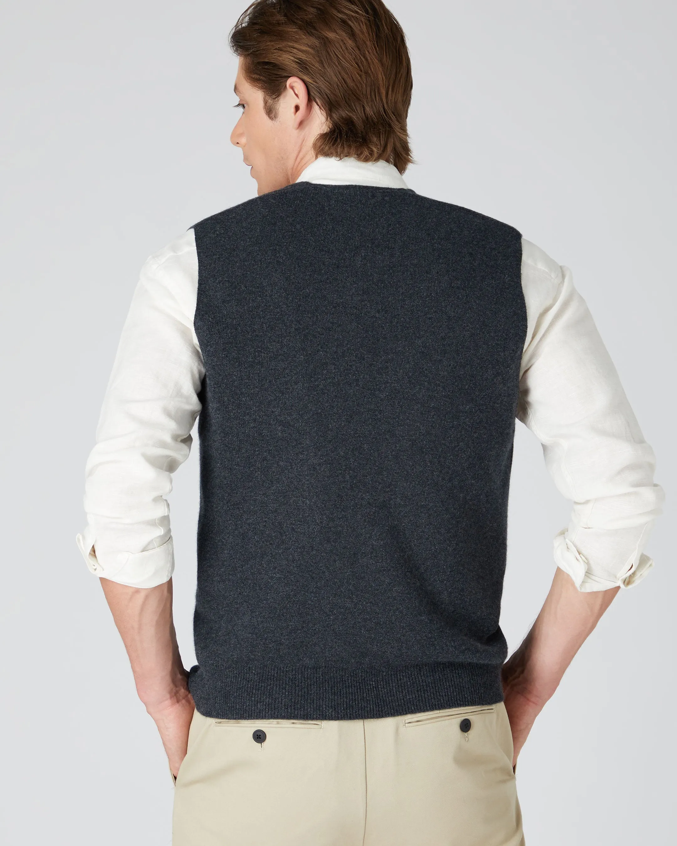Shop Smart Deals Men'S Chelsea Cashmere Waistcoat Dark Charcoal Grey