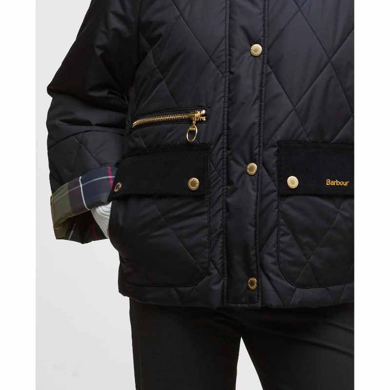 Barbour Martha Ladies Quilted Jacket - Black/Classic Tartan Todays Special Savings Todays Hot Savings