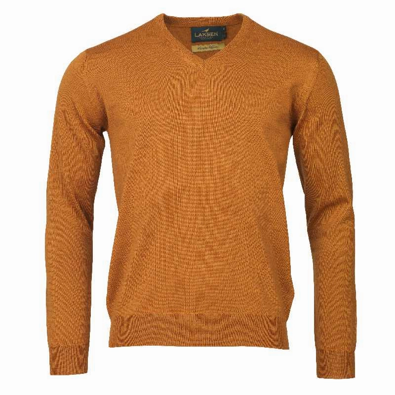 Hot Offer Ending Soon Laksen Sussex V-Neck Merino Mens Jumper - Reddish