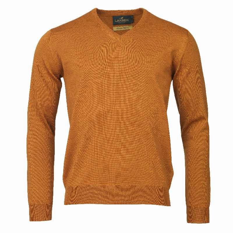 Save Today Event Dont Miss These Savings Laksen Sussex V-Neck Merino Mens Jumper - Reddish
