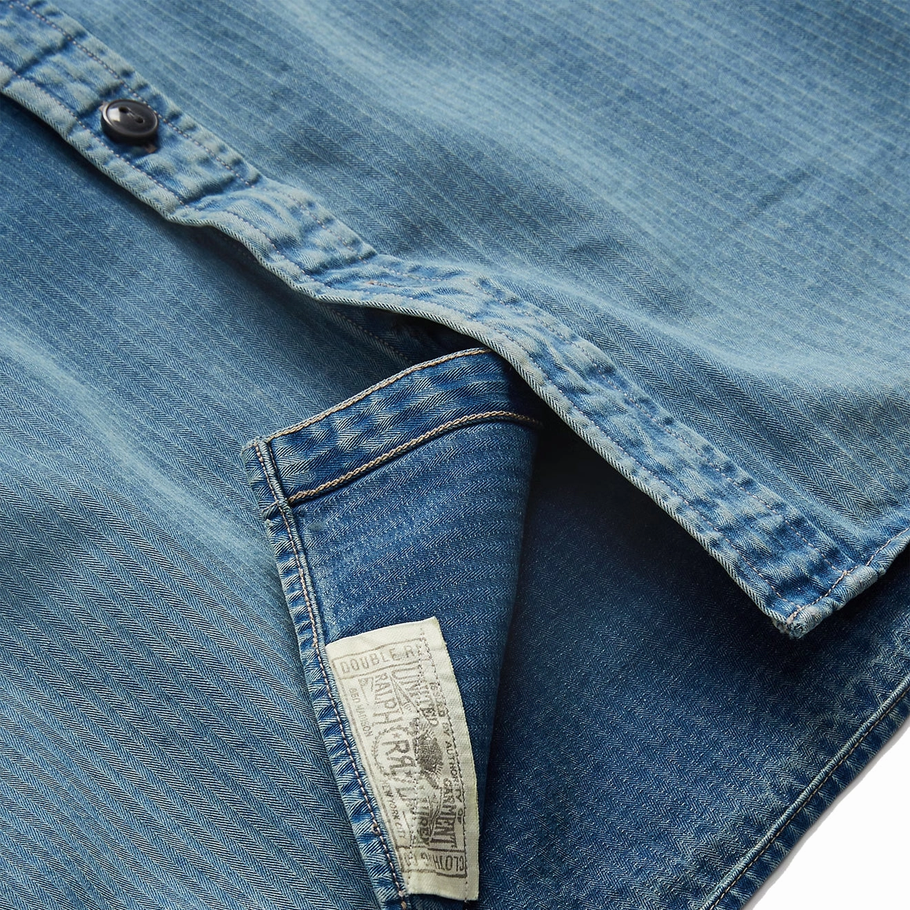 Hot Clearance Now Rrl By Ralph Lauren Indigo Herringbone Twill Workshirt Faded Indigo