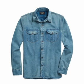 Grab Your Savings Rrl By Ralph Lauren Indigo Herringbone Twill Workshirt Faded Indigo
