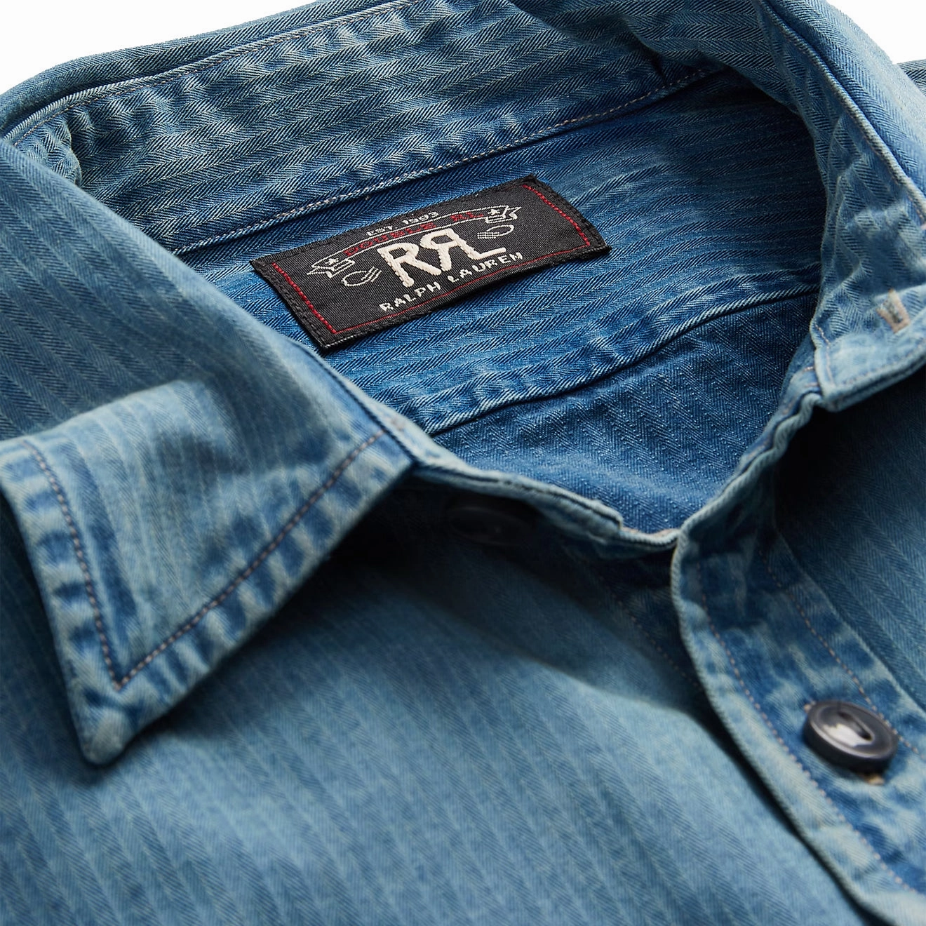 Rrl By Ralph Lauren Indigo Herringbone Twill Workshirt Faded Indigo New Arrival Discount