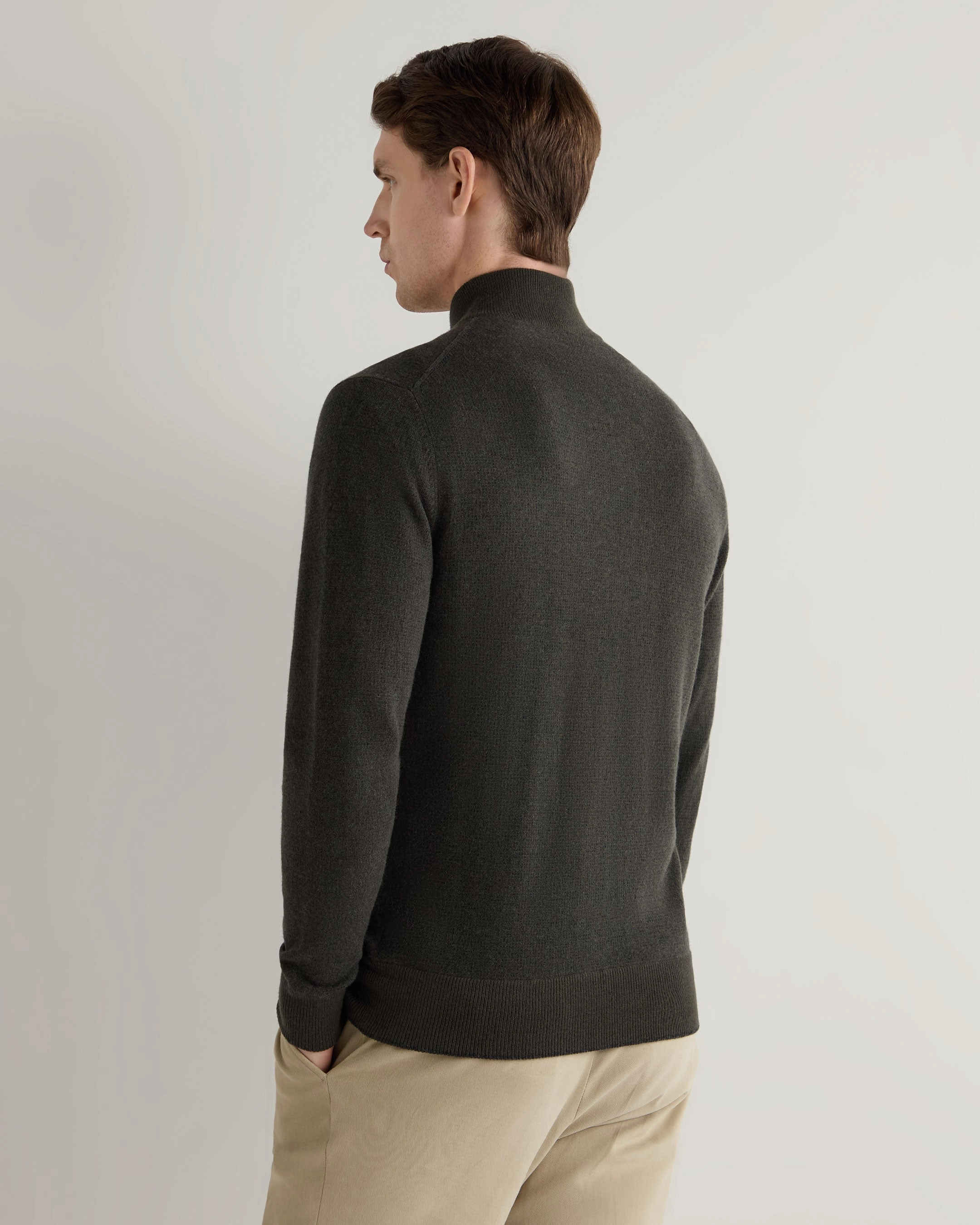 Men'S Knightsbridge Full Zip Cashmere Jumper Arabica Khaki Green Daily Clearance Deal