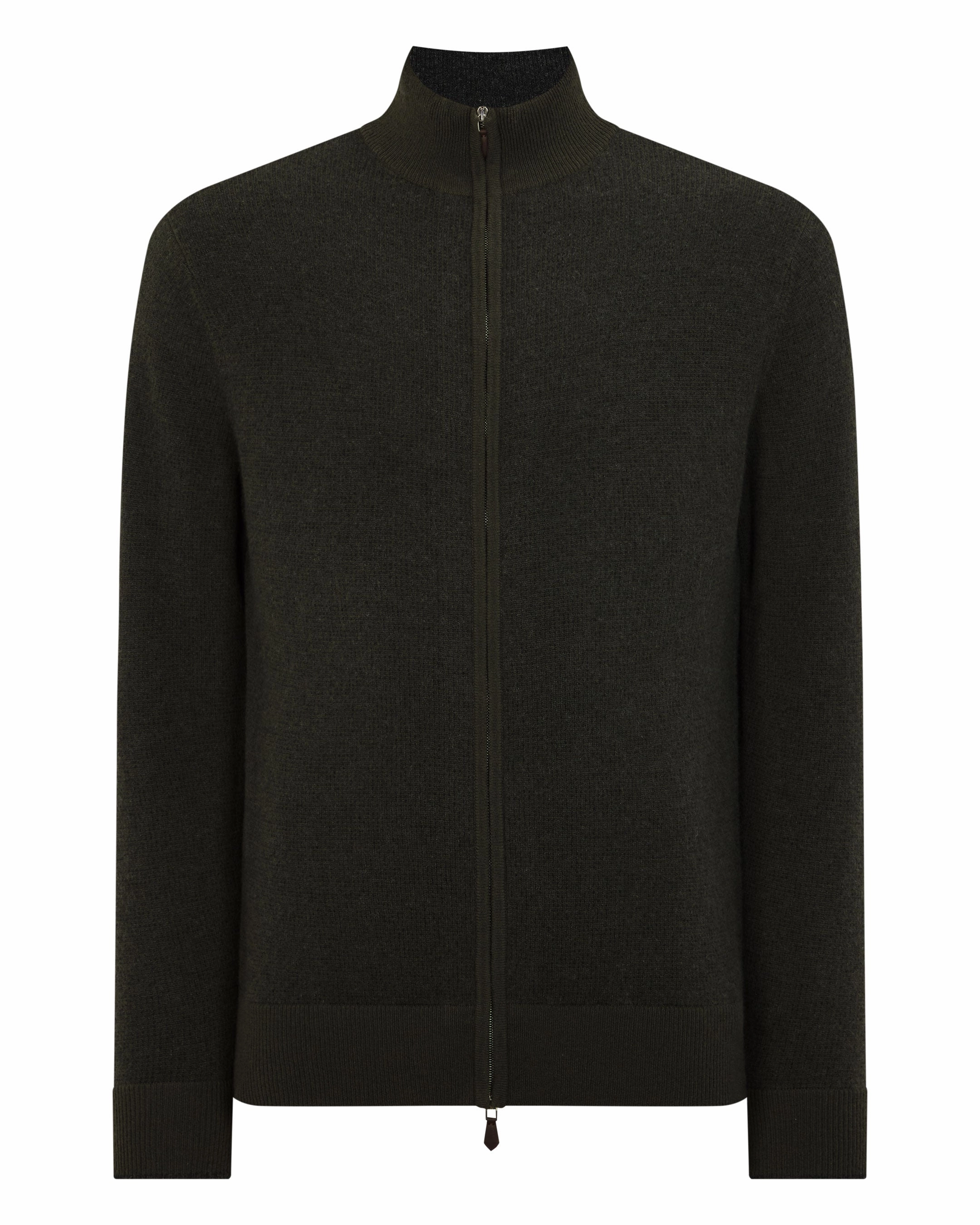 Men'S Knightsbridge Full Zip Cashmere Jumper Arabica Khaki Green Perfect Gift Sale MustShop Sale