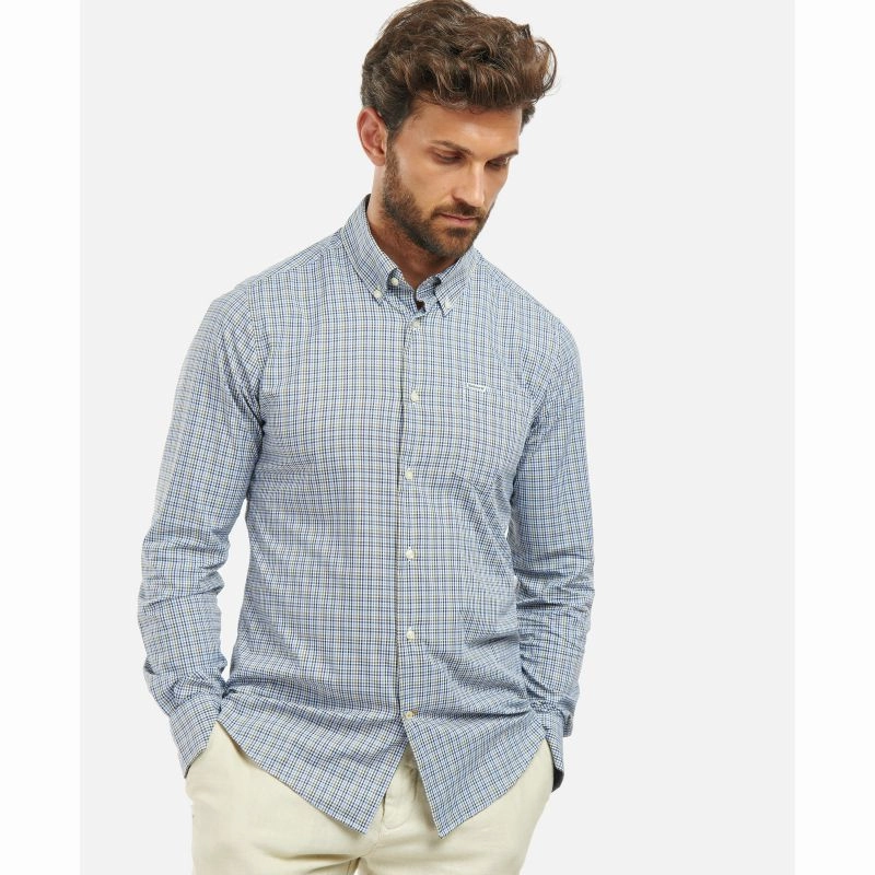 Barbour Stanhope Tailored Fit Performance Mens Shirt - Navy Last Chance Offer Exclusive Online Discount