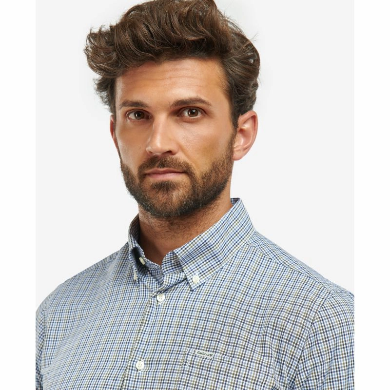 Grab the Deal Now Barbour Stanhope Tailored Fit Performance Mens Shirt - Navy