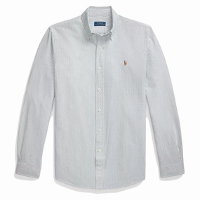 Dont Wait Save Today Polo Ralph Lauren Custom Fit Striped Oxford Shirt Uni Pine / White