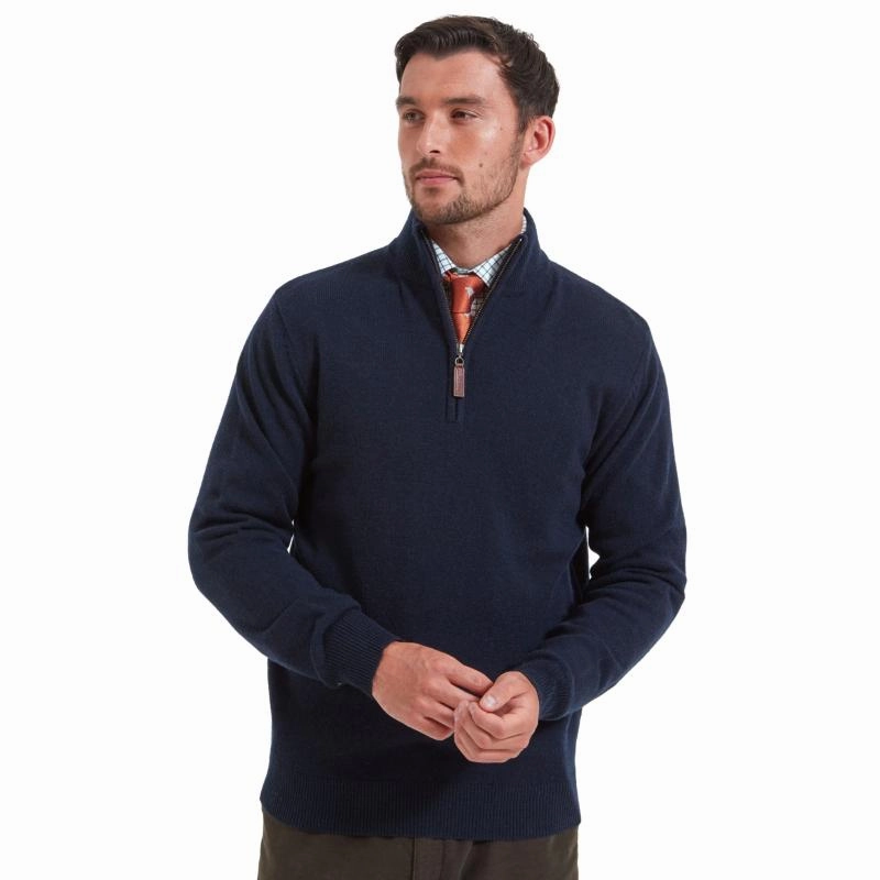 Schoffel Lambswool 1/4 Zip Neck Mens Jumper  - Navy Instant Deal Today Trending Now Discount