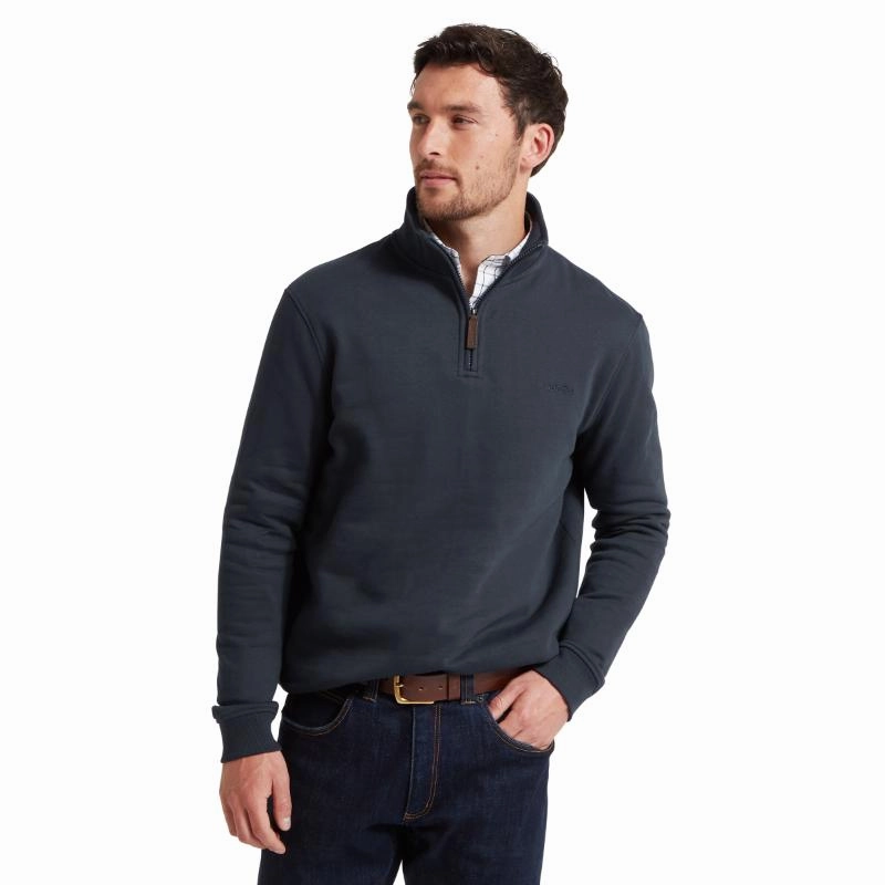 Schoffel St Merryn Mens 1/4 Zip Sweatshirt - True Navy Big Hot Sale Clearance Blowout