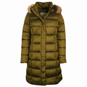 Barbour Crinan Ladies Quilted Coat - Military Olive/ Hawthorn Tartan MustHave Items Biggest Savings Now