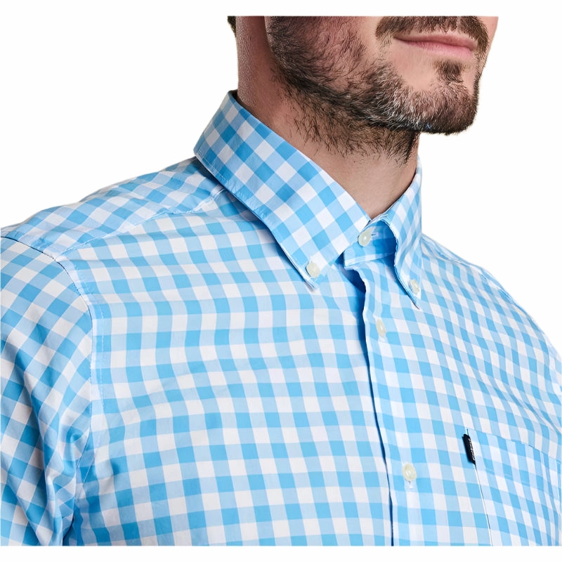 Today Only Hot Sale Barbour Gingham 3 Tailored Fit Mens Shirt - Pale Blue