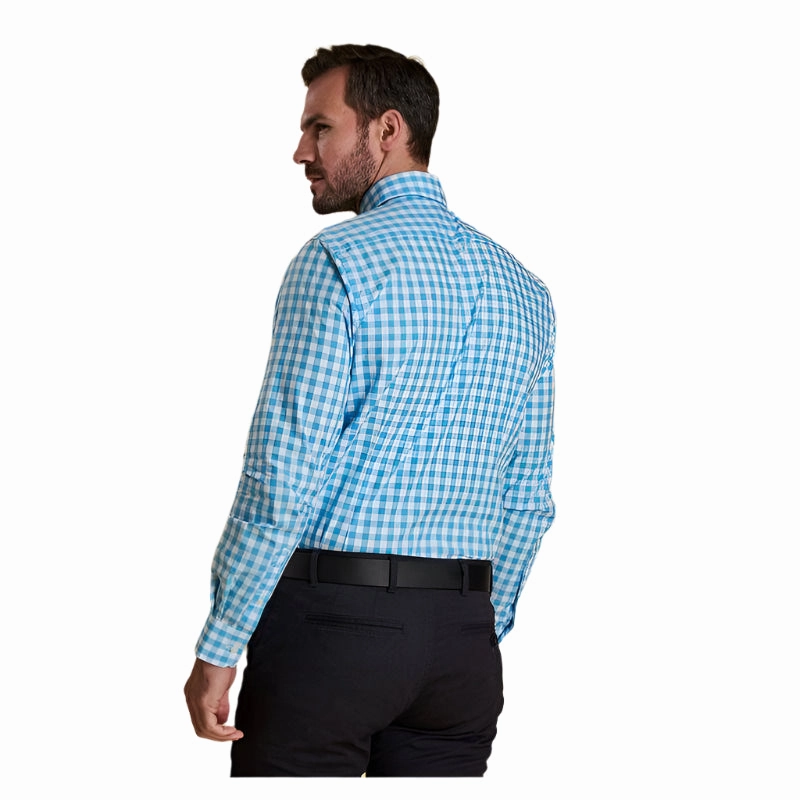 Barbour Gingham 3 Tailored Fit Mens Shirt - Pale Blue Trending Hot Picks