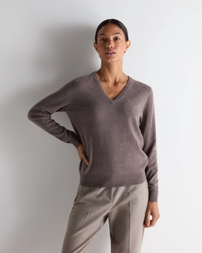 Women'S Phoebe V Neck Cashmere Jumper Otter Brown Grab Your Savings Clearance Event Today