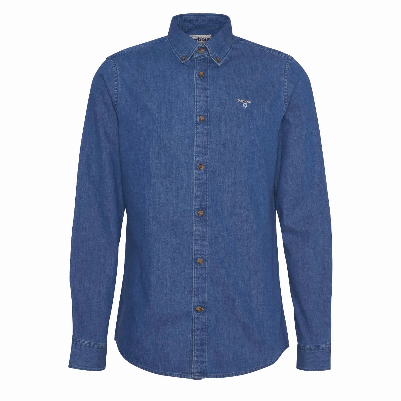 Limited Stock Deals Trending Now Offer Barbour Chambray Crest Tailored Fit Shirt Chambray