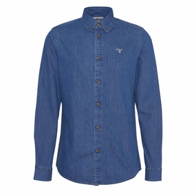 Limited Stock Deals Trending Now Offer Barbour Chambray Crest Tailored Fit Shirt Chambray