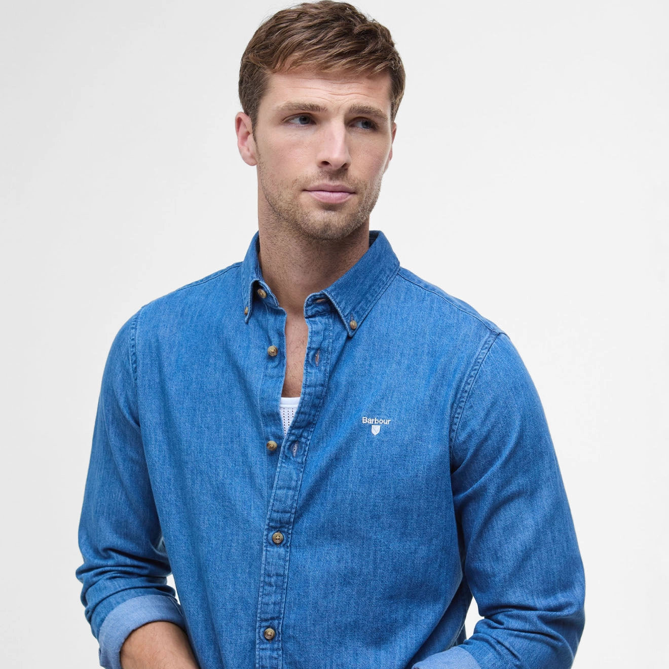 Barbour Chambray Crest Tailored Fit Shirt Chambray Shop Save Today